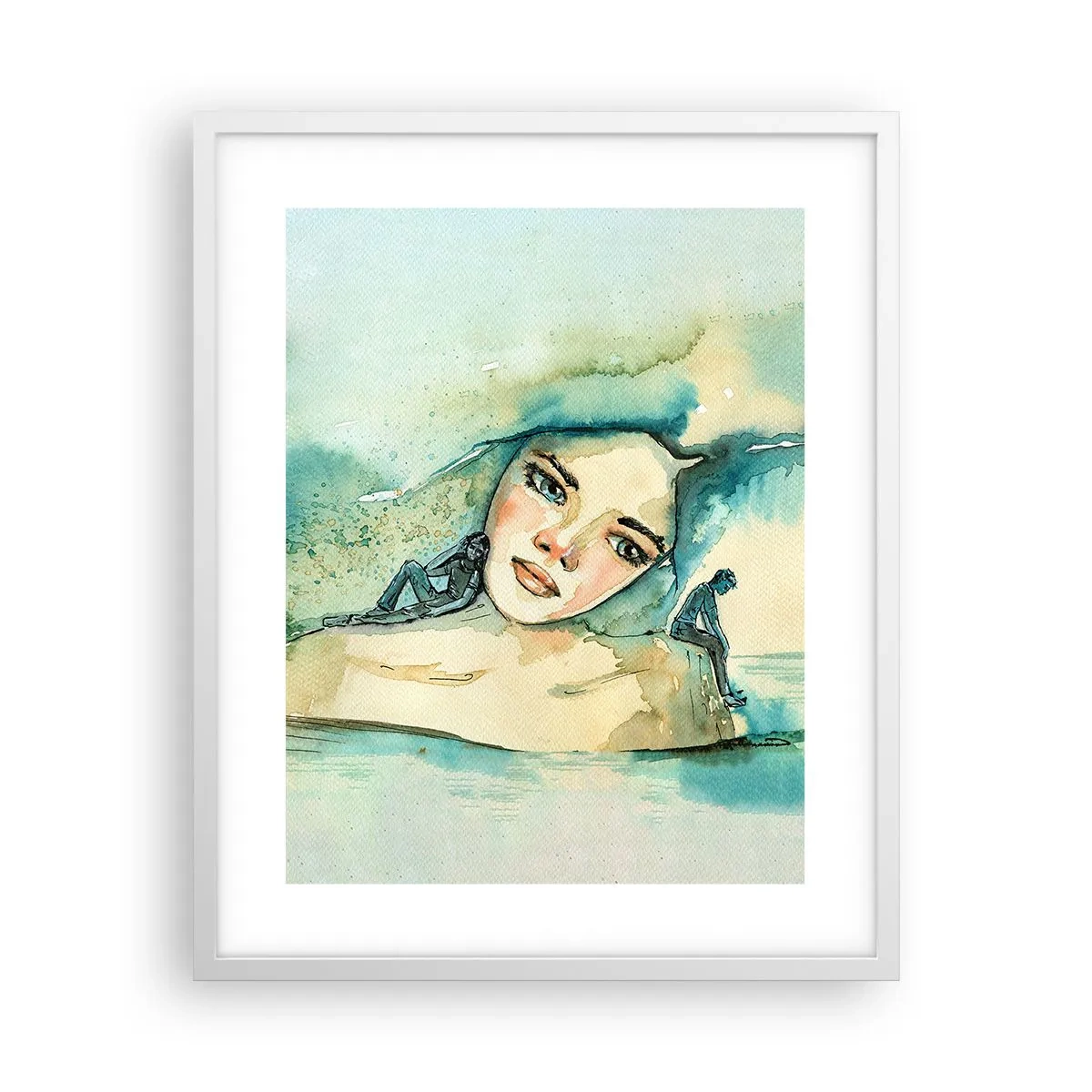 Póster en marco blanco - ¿Soy azul? - 40x50 cm