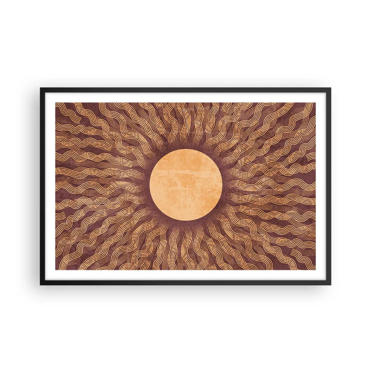 Póster en marco negro - Icono del sol - 91x61 cm