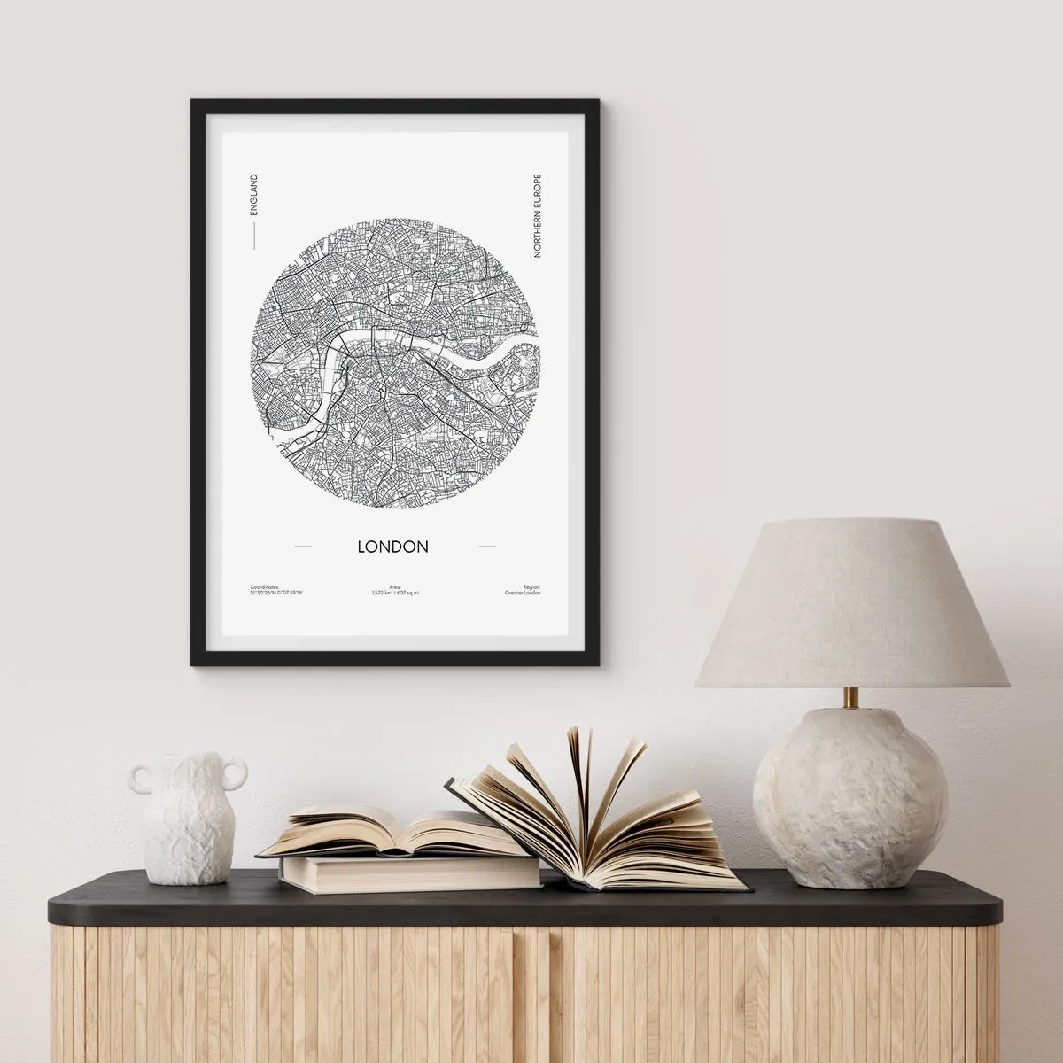 Póster en marco negro - Anatomía de Londres - 61x91 cm
