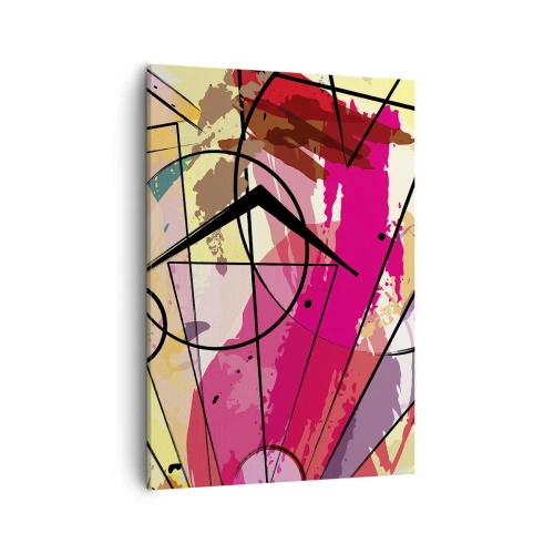 Cuadro sobre lienzo - Impresión de Imagen - Abstracción con líneas y formas geométricas. - 50x70cm - Explosión - Decoración de pared moderna para salón y dormitorio ARTTOR