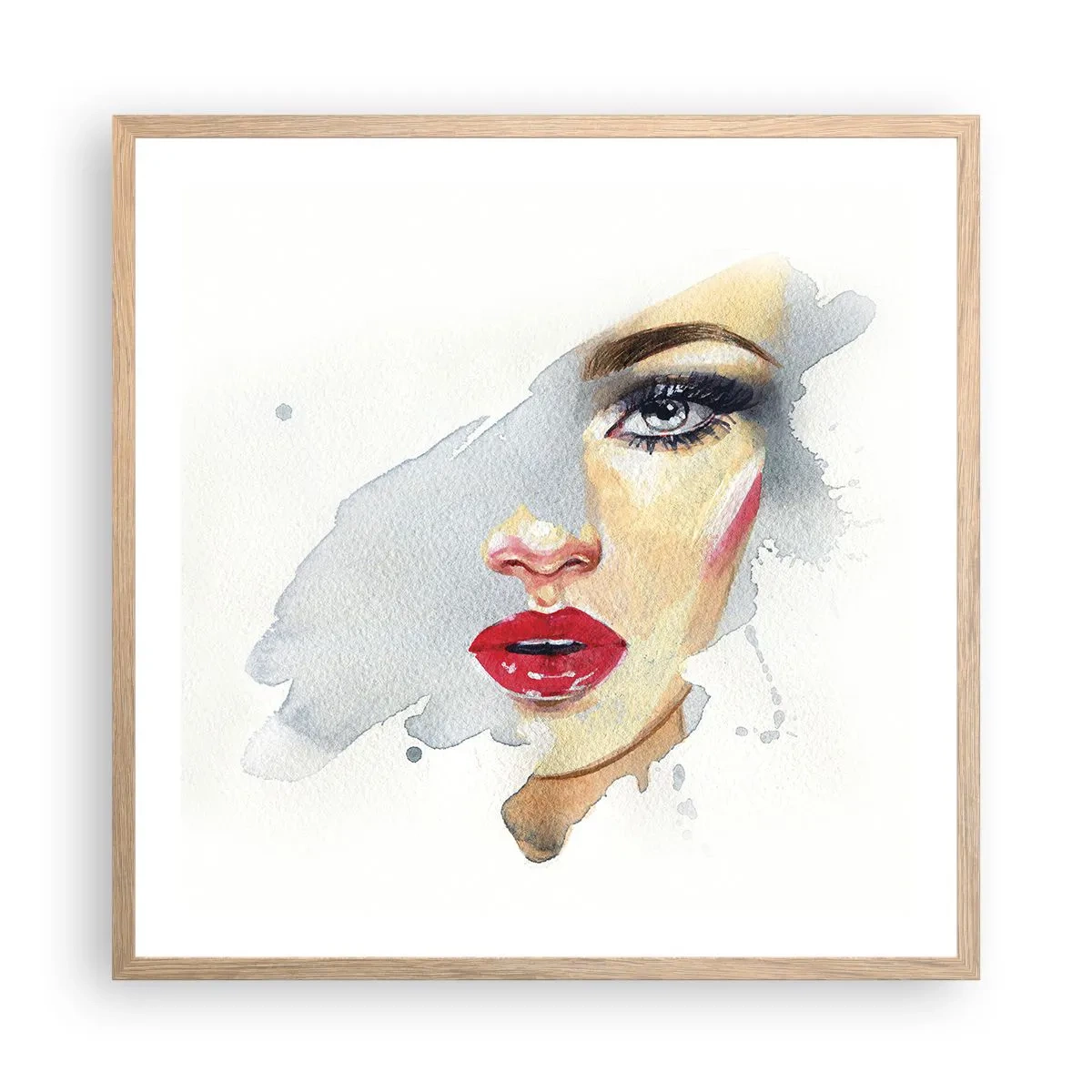 Póster en marco roble claro - Reflejo en una gota de agua - 60x60 cm