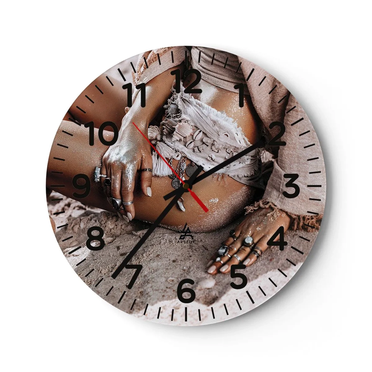 Reloj de pared - Reloj de vidrio - Bañada por el sol y la arena - 40x40 cm