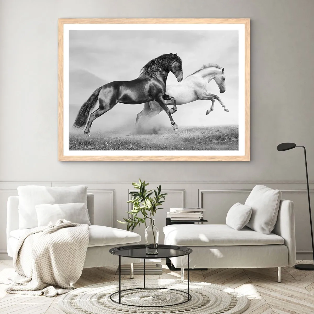 Póster en marco roble claro - Ángeles y demonios - 100x70 cm