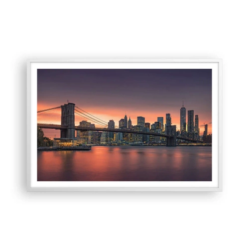 Póster en marco blanco - Ahogado en el silencio lila - 91x61 cm