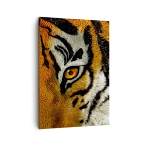 Cuadro sobre lienzo - Impresión de Imagen - Retrato en primer plano de un tigre con una mirada intensa. - 50x70cm - Amenazante y hermoso - Decoración de pared moderna para salón y dormitorio ARTTOR