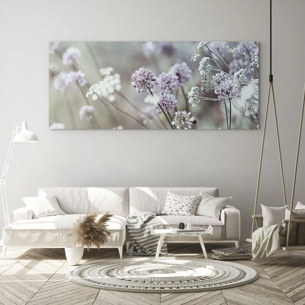 Cuadro sobre vidrio - Impresiones sobre Vidrio - Dulces filigranas de hierbas - 100x40 cm