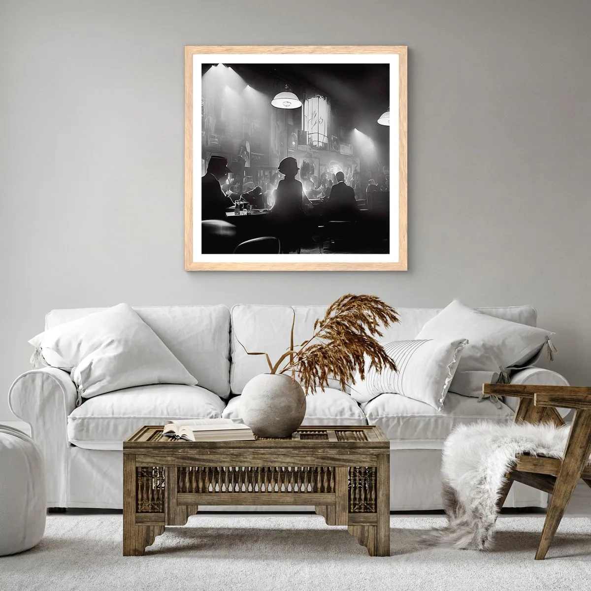 Póster en marco roble claro - En clave de jazz - 50x50 cm