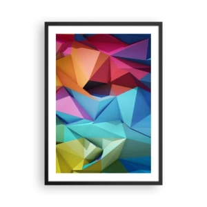 Póster en marco negro - Abstracción geométrica colorida con triángulos - 50x70cm - Origami arco iris - Decoración de pared moderna para salón y dormitorio ARTTOR