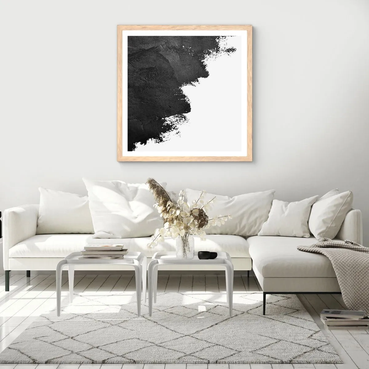 Póster en marco roble claro - Elementos: tierra - 30x30 cm