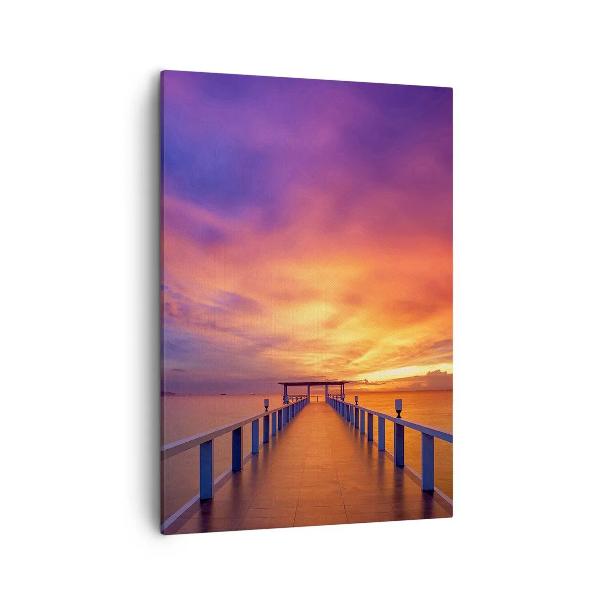 Cuadro sobre lienzo - Impresión de Imagen - Un embarcadero que conduce al mar durante la puesta de sol. - 50x70cm - Sin fin - Decoración de pared moderna para salón y dormitorio ARTTOR