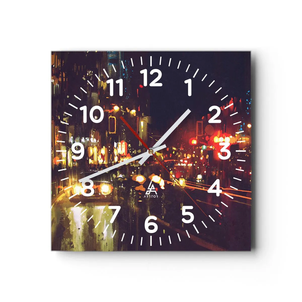 Reloj de pared - Reloj de vidrio - Hundido en la luz de la noche - 40x40 cm