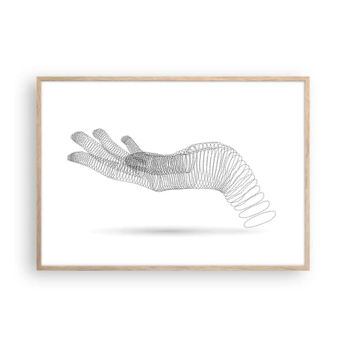 Póster en marco roble claro - Mano elástica - 100x70 cm