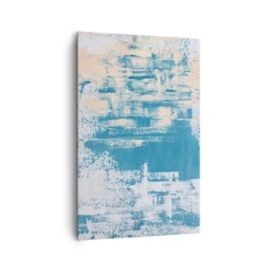Cuadro sobre lienzo - Impresión de Imagen - Composición abstracta en tonos azules y blancos. - 80x120cm - A través de un carámbano - Decoración de pared moderna para salón y dormitorio ARTTOR