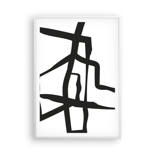 Póster en marco blanco - Construcción en blanco y negro - 70x100 cm