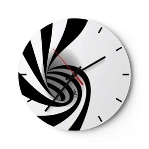 Reloj de pared - Reloj de vidrio - Remolino en blanco y negro en un estilo minimalista. - 30x30cm - Y sin embargo, gira - Decoración de pared moderna para salón, cocina y dormitorio ARTTOR
