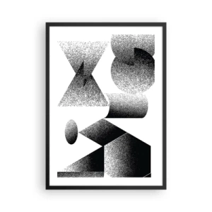 Póster en marco negro - Composición abstracta de formas geométricas en blanco y negro. - 50x70cm - Ángulos y óvalos - Decoración de pared moderna para salón y dormitorio ARTTOR