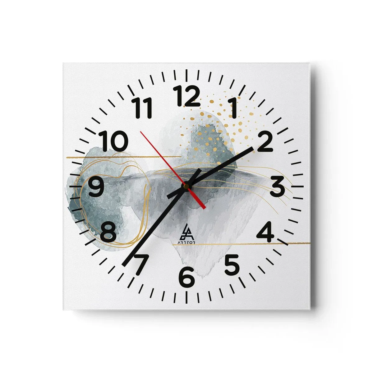 Reloj de pared - Reloj de vidrio - Sobre la relación entre el gris y el oro - 30x30 cm