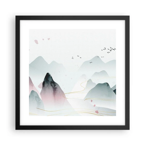 Póster en marco negro - Sobre las cimas - 40x40 cm