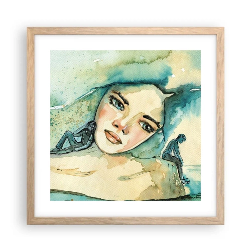 Póster en marco roble claro - ¿Soy azul? - 40x40 cm