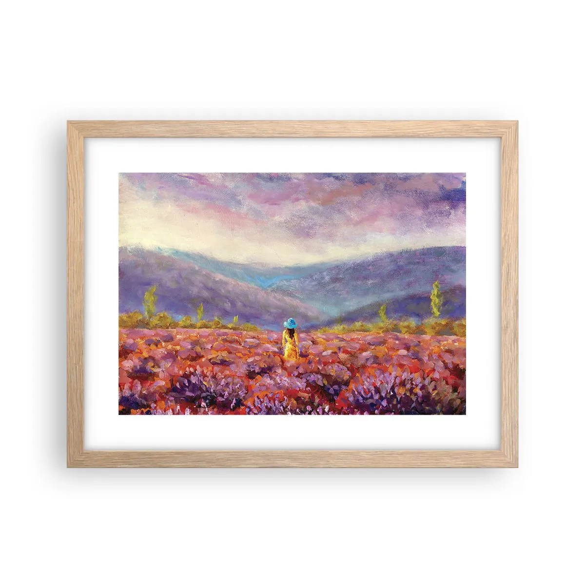 Póster en marco roble claro - En un mundo de lavanda - 40x30 cm