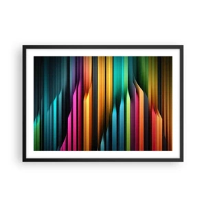 Póster en marco negro - Las líneas verticales coloridas crean una abstracción dinámica. - 70x50cm - Órgano luminoso - Decoración de pared moderna para salón y dormitorio ARTTOR