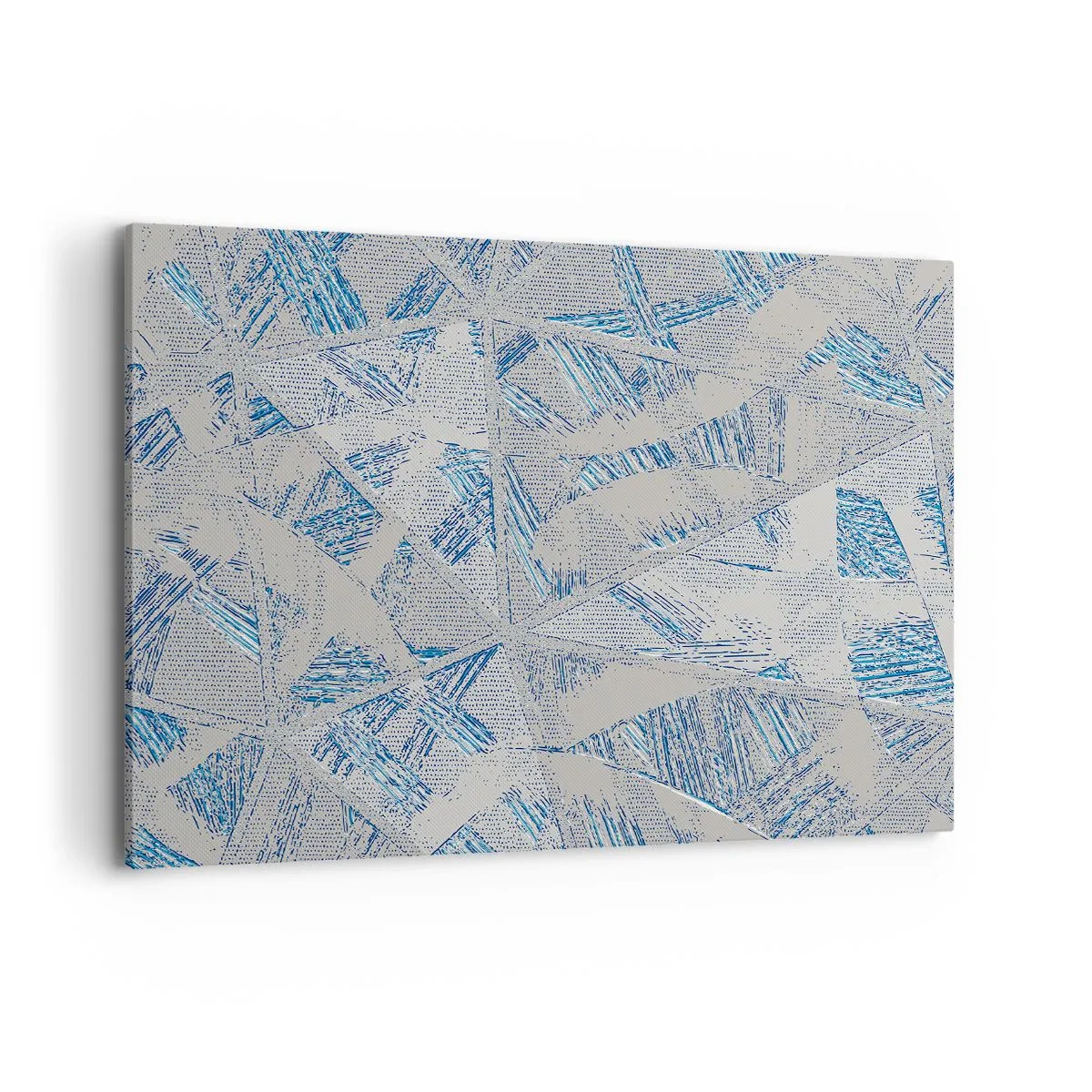Cuadro sobre lienzo - Impresión de Imagen - Patrones geométricos en tonos azules y grises. - 120x80cm - En un laberinto gris azulado - Decoración de pared moderna para salón y dormitorio ARTTOR
