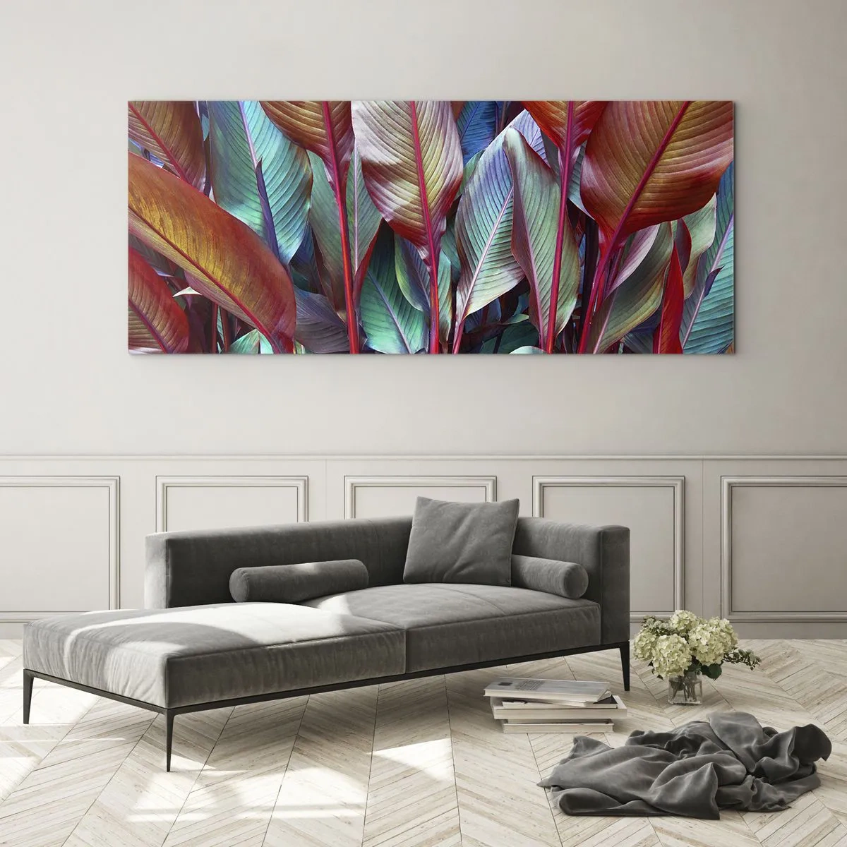 Cuadro sobre vidrio - Impresiones sobre Vidrio - Un matorral de colores - 90x30 cm