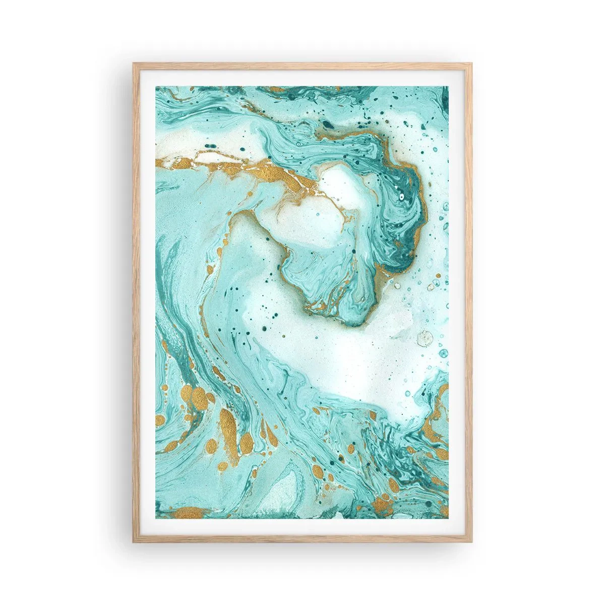 Póster en marco roble claro - Bajo la gran ola del periodo Edo - 70x100 cm