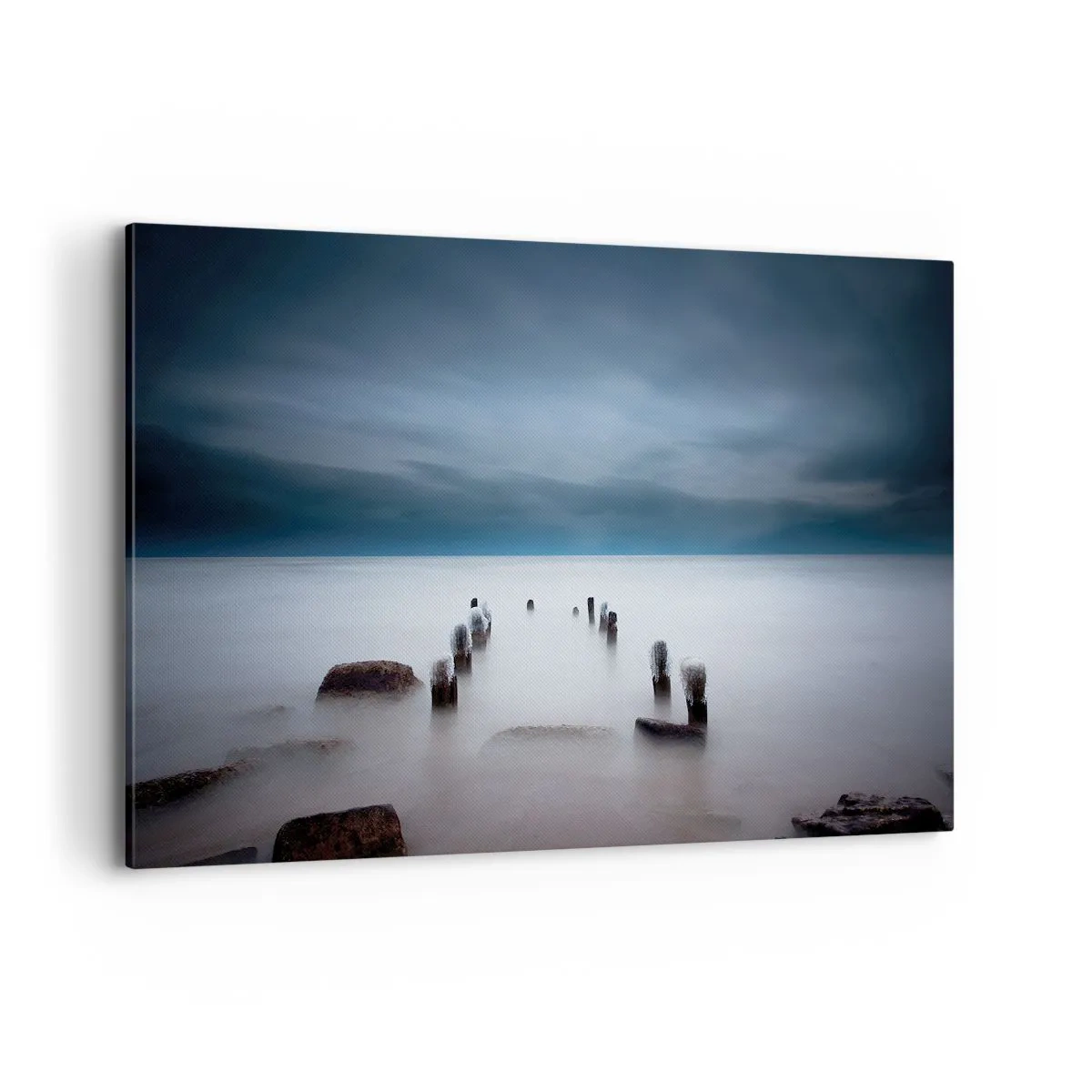 Cuadro sobre lienzo - Impresión de Imagen - El viejo muelle con el mar en calma como telón de fondo - 100x70cm - El lago del pensamiento - Decoración de pared moderna para salón y dormitorio ARTTOR