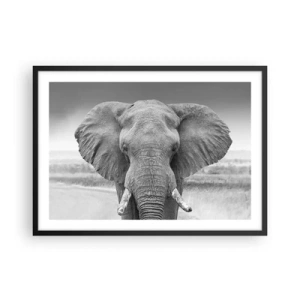 Póster en marco negro - Retrato de un elefante en blanco y negro - 70x50cm - Bienvenido a mi mundo - Decoración de pared moderna para salón y dormitorio ARTTOR