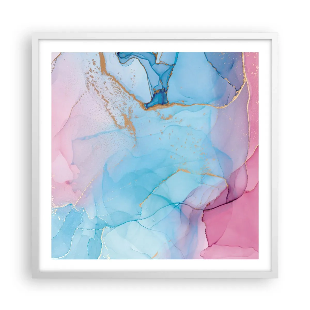 Póster en marco blanco - Reuniones y encuentros de colores - 60x60 cm