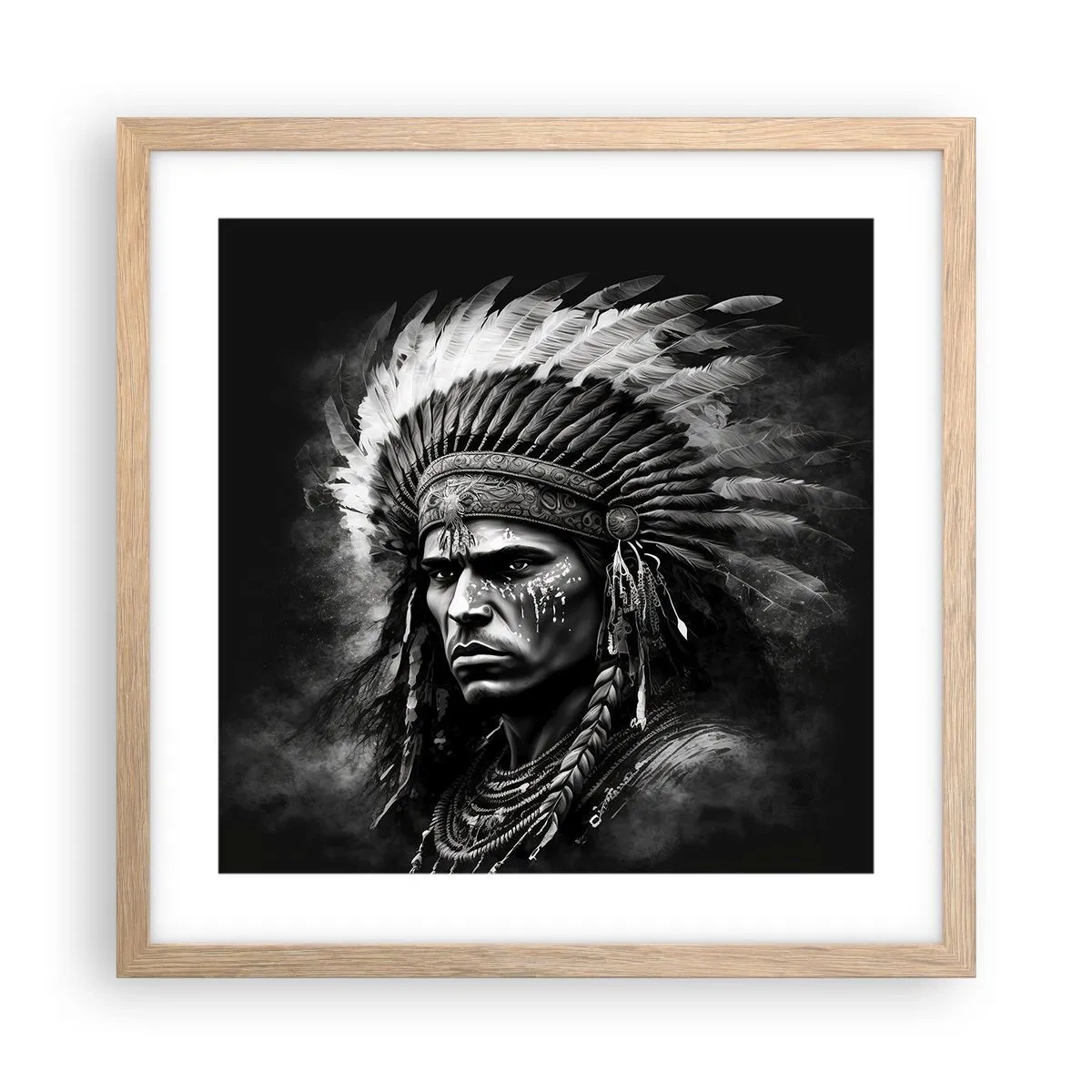 Póster en marco roble claro - Líder y guerrero - 40x40 cm