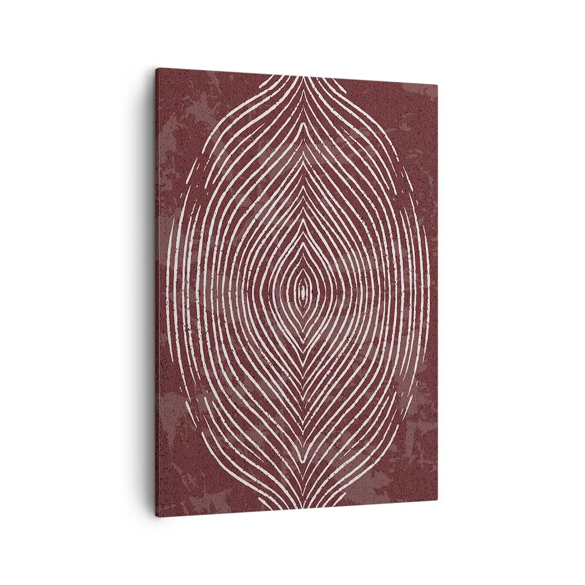 Cuadro sobre lienzo - Impresión de Imagen - Ondas simétricas en líneas blancas sobre un fondo marrón - 50x70cm - El espacio habla - Decoración de pared moderna para salón y dormitorio ARTTOR