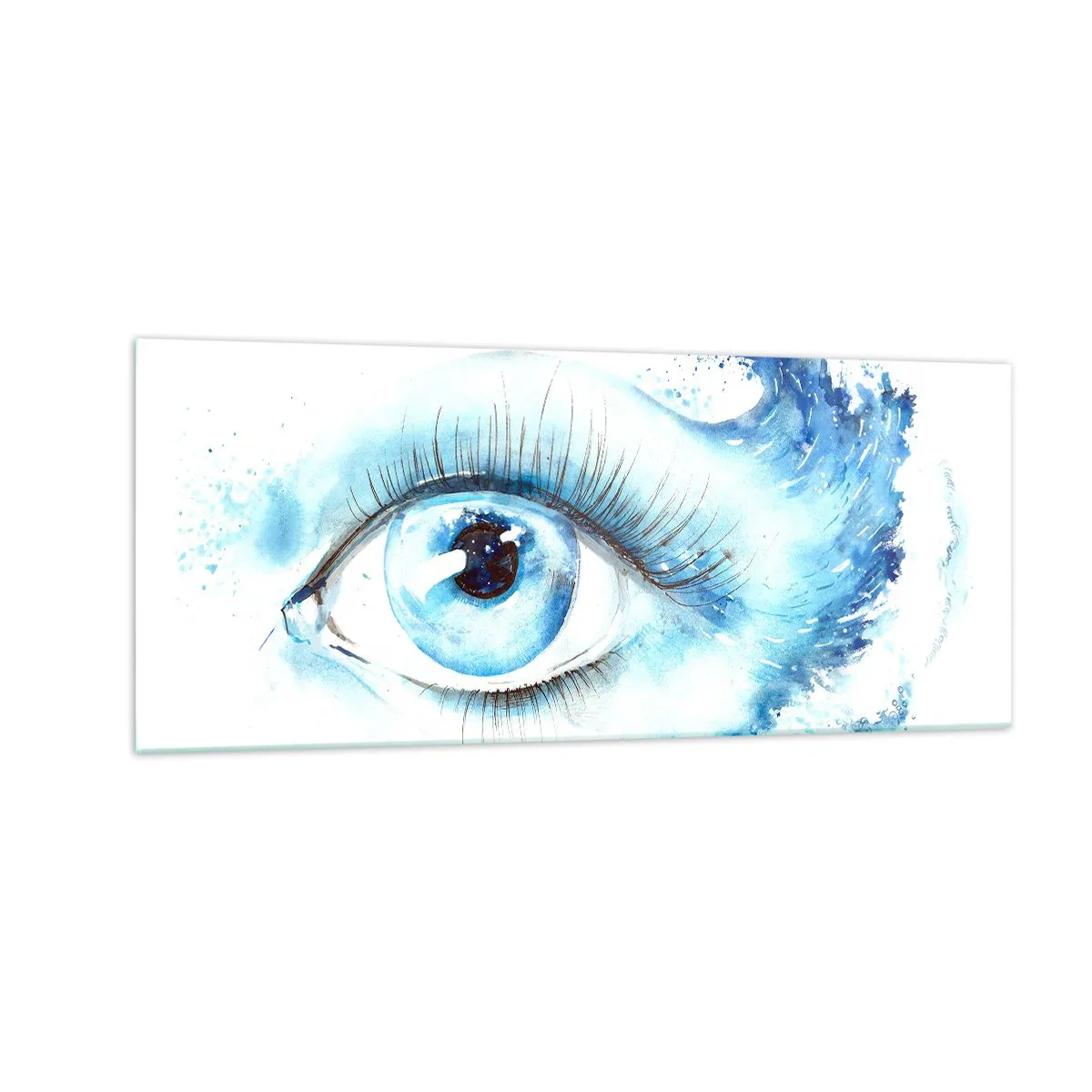 Cuadro sobre vidrio - Impresiones sobre Vidrio - Sumérgete en el azul de tu mirada - 100x40 cm