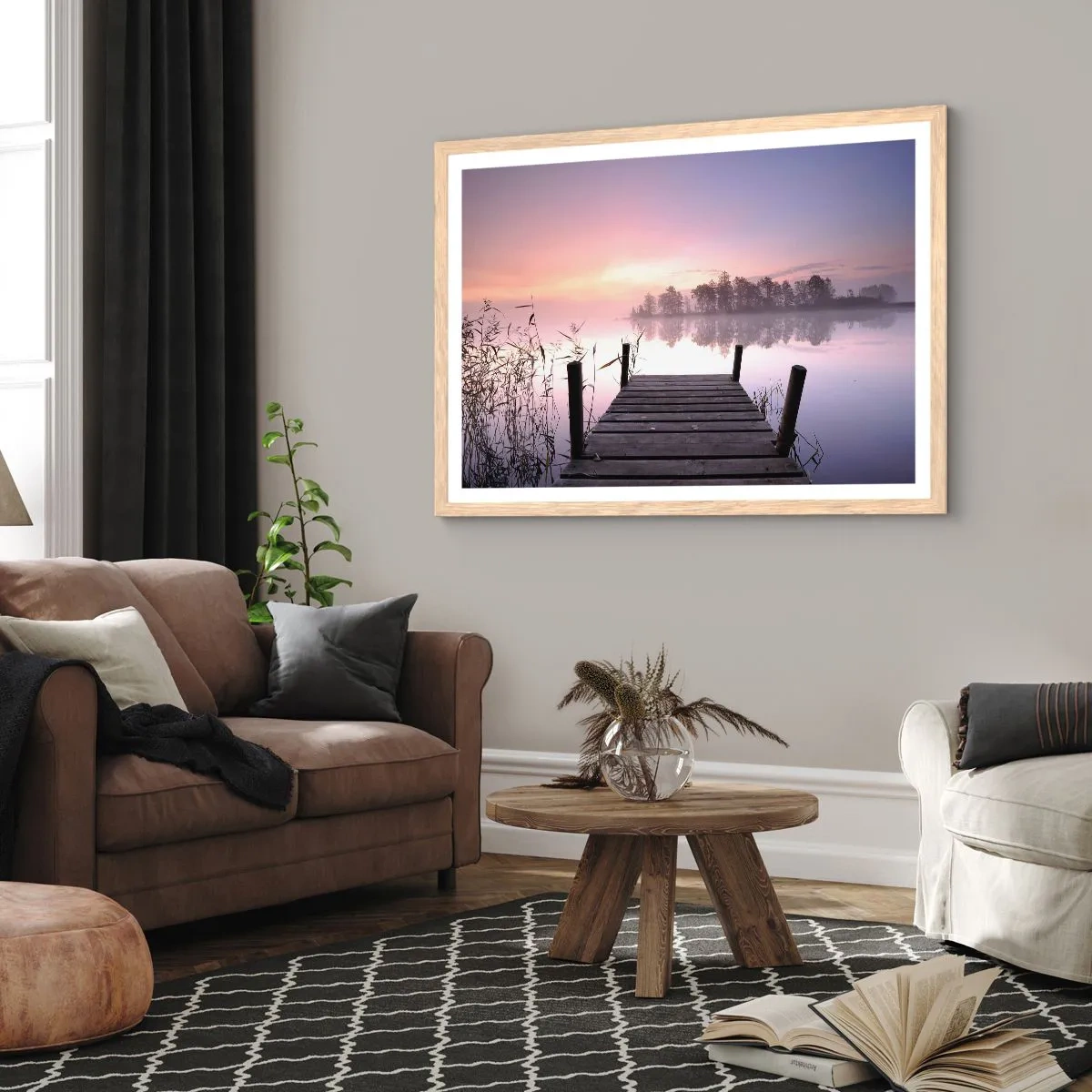 Póster en marco roble claro - De la niebla lila... - 50x40 cm