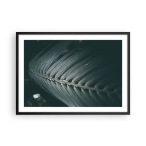 Póster en marco negro - Primer plano de un detalle de hoja de palma en tonos oscuros - 70x50cm - La precisión de la naturaleza - Decoración de pared moderna para salón y dormitorio ARTTOR