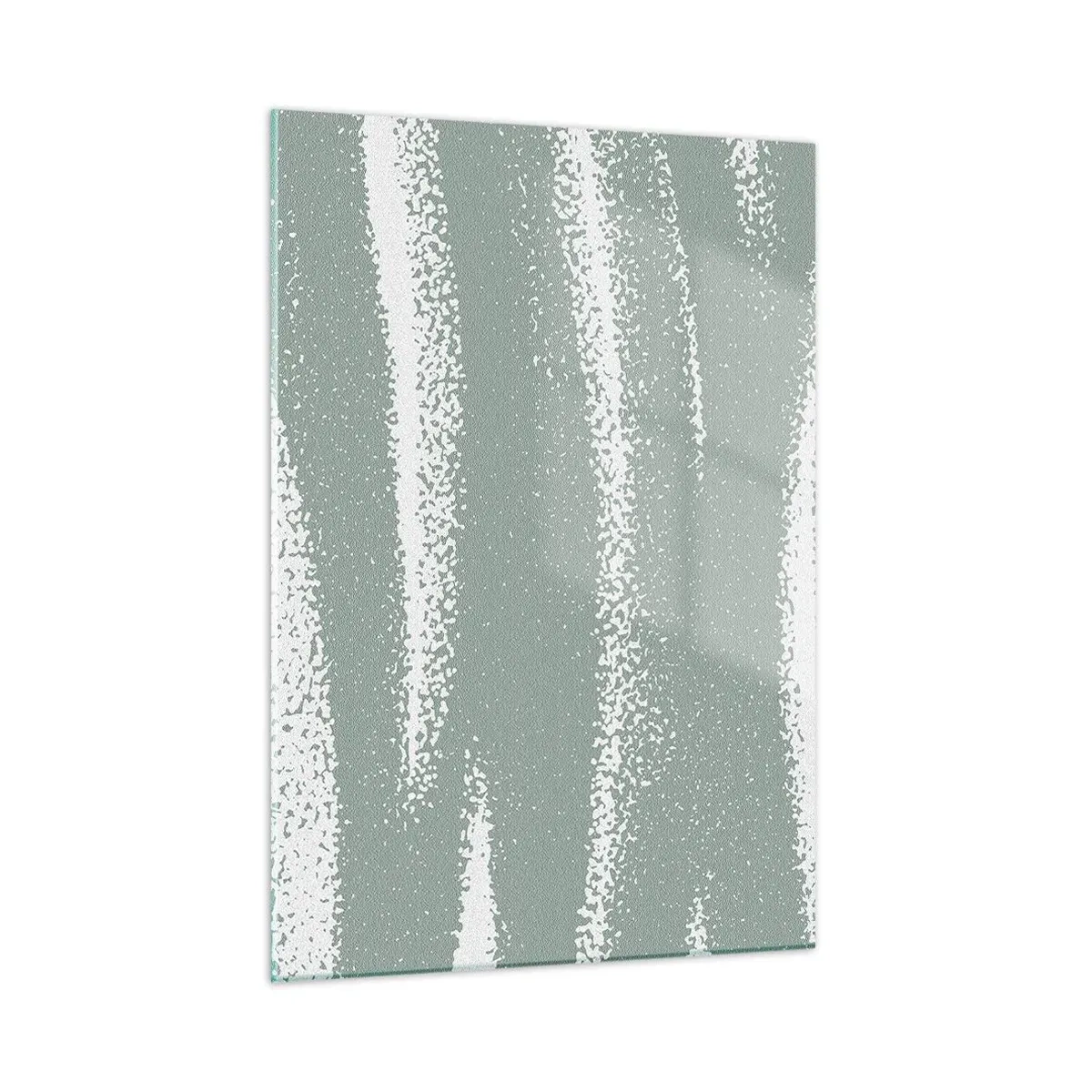 Cuadro sobre vidrio - Impresiones sobre Vidrio - Rayas blancas sobre un fondo verde frío - 50x70cm - Abstracción invernal - Decoración de pared moderna para salón y dormitorio ARTTOR