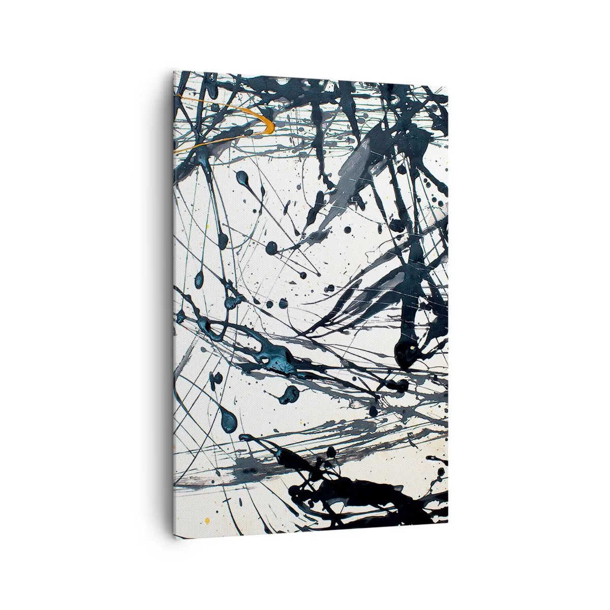 Cuadro sobre lienzo - Impresión de Imagen - Patrón de pintura abstracta con líneas y manchas dinámicas. - 80x120cm - ¿Con o sin sentido? - Decoración de pared moderna para salón y dormitorio ARTTOR