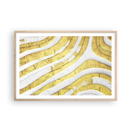Póster en marco roble claro - Una composición en blanco y oro - 91x61 cm