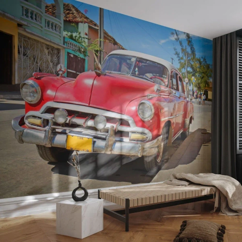 Fotomural Autadhesivo Deluxe Sticker - Solo en Cuba - Automotor, Auto Vintage, Arquitectura - 100x70 cm