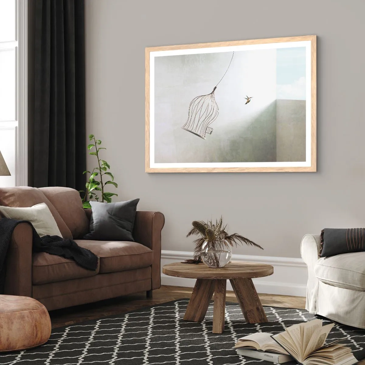 Póster en marco roble claro - Aquí debo estar - 40x30 cm