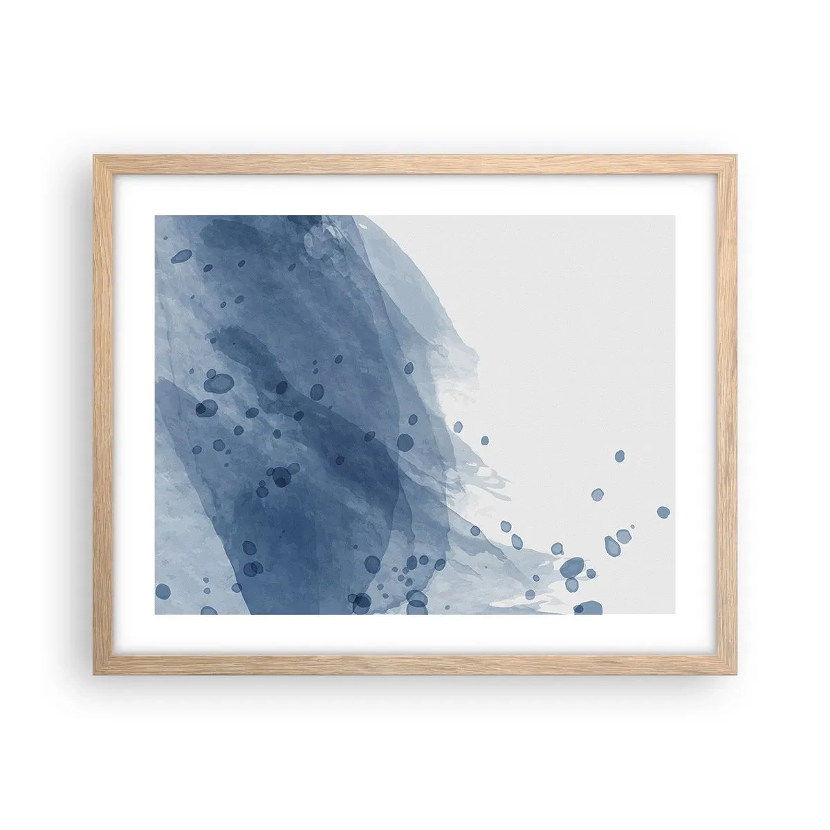 Póster en marco roble claro - Tul azul - 50x40 cm