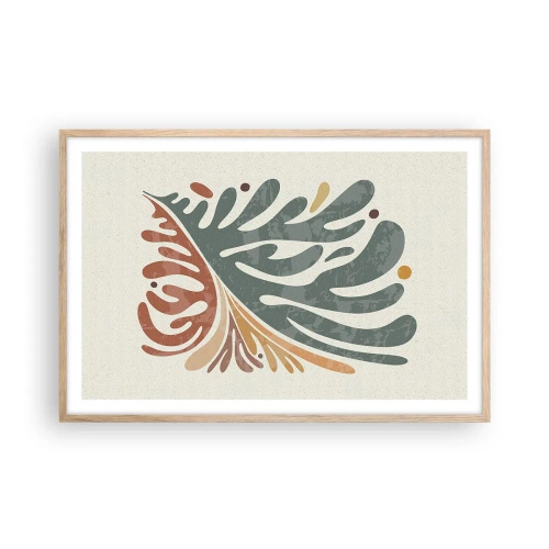 Póster en marco roble claro - Hoja multicolor - 91x61 cm
