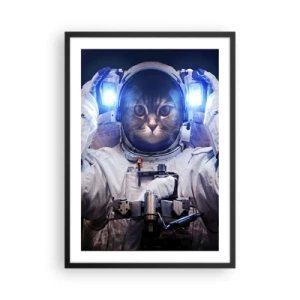 Póster en marco negro - Gato astronauta con traje espacial completo - 50x70cm - Houston, tienes un problema. - Decoración de pared moderna para salón y dormitorio ARTTOR