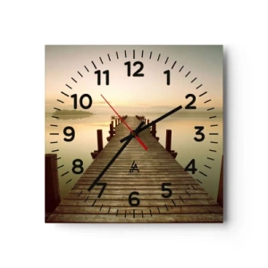 Reloj de pared - Reloj de vidrio - Antes del amanecer, al amanecer, la luz - 40x40 cm