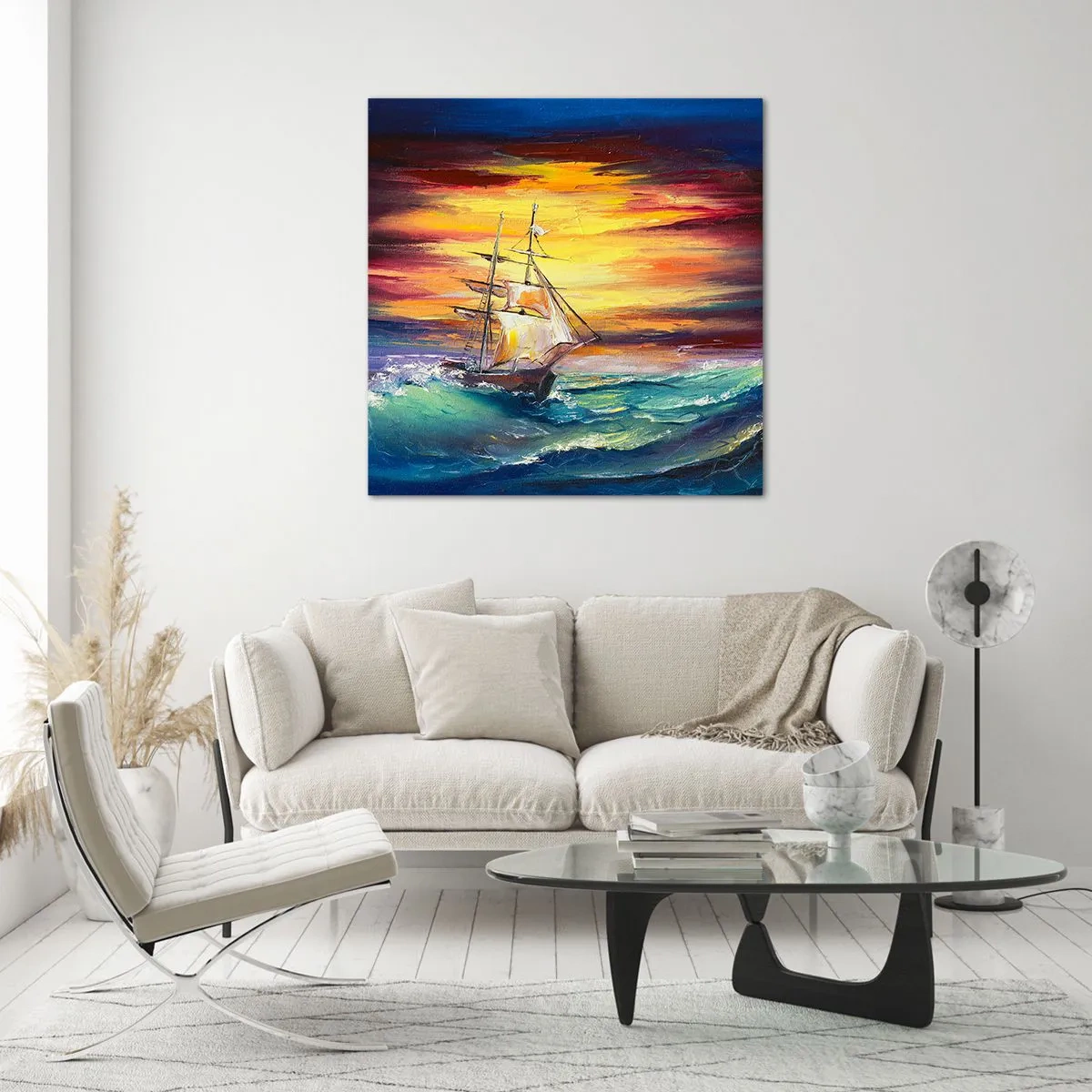 Cuadro sobre vidrio - Impresiones sobre Vidrio - Valientemente surcando las olas - 30x30 cm