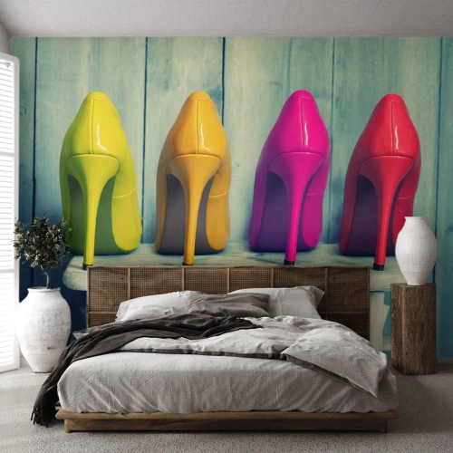 Fotomural personalizado Autoadhesivo Deluxe Sticker - Caminando sobre un arco iris - Moda, Mujer, Zapatos de mujer