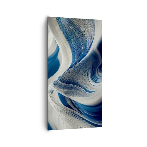 Cuadro sobre lienzo - Impresión de Imagen - Fluidez de azul y blanco - 65x120 cm