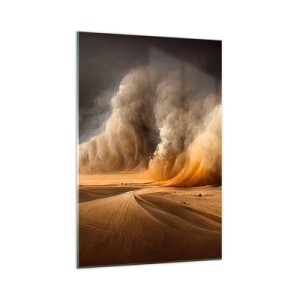 Cuadro sobre vidrio - Impresiones sobre Vidrio - Impresionante tormenta de arena en el desierto - 70x100cm - Ira del desierto - Decoración de pared moderna para salón y dormitorio ARTTOR