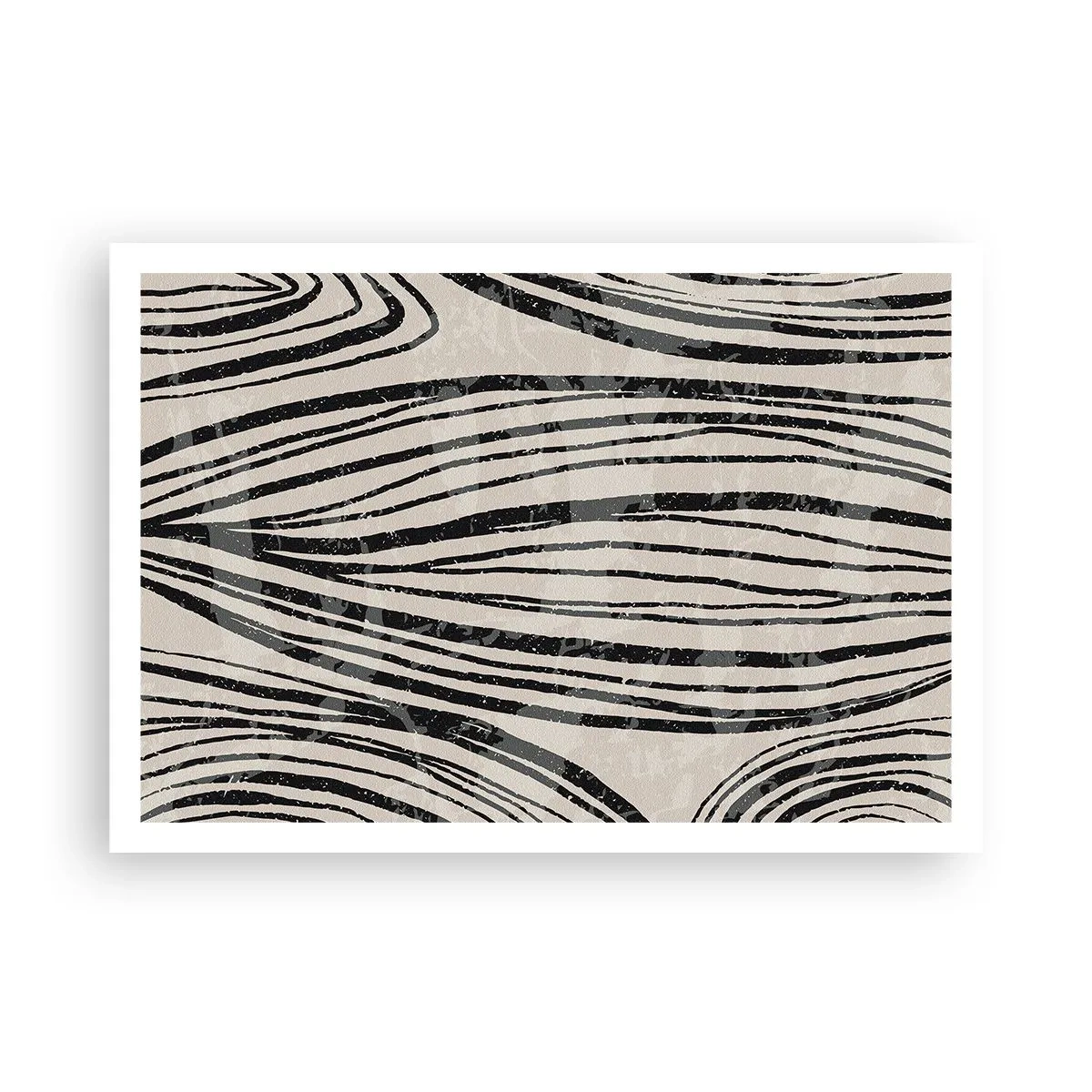 Póster - Ondas abstractas en tonos blanco y negro - 100x70cm - Salpicadura de líneas - Decoración de pared moderna para salón y dormitorio ARTTOR